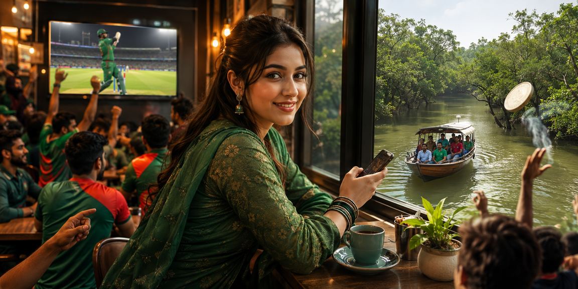 সিলেটের ক্রিকেট ভক্ত মোবাইলে tk68 গেম উপভোগ করছেন